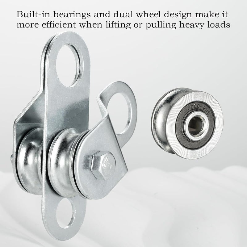 KCNOFNC Double Cable Pulley Block, with Ball Bearings for 0.23 Inch/6mm Wire Rope, Good for Pulley Lifing System, 1Pack - Image 5